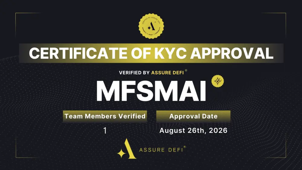 MFSMAI Certificate of KYC Approval, verified by Assure DeFi, approved 26 August 2026